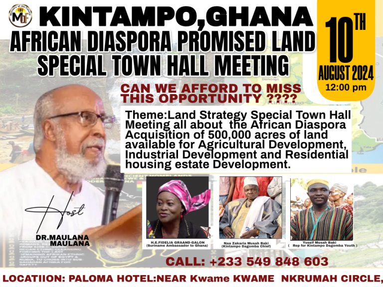 African diaspora promised land Special Town Hall meeting slated for 10th August 2024